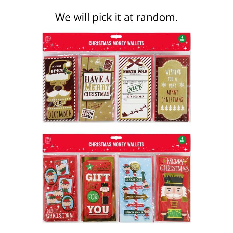 Money/Gift Card Wallet 4pk Asst