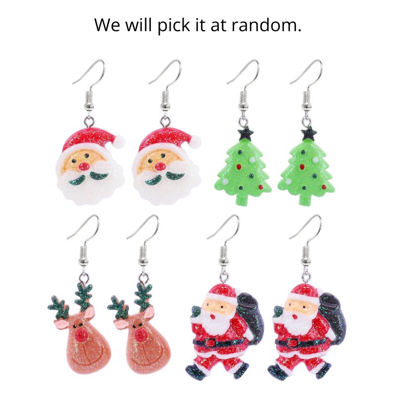 Christmas Acrylic Character Earrings Asst