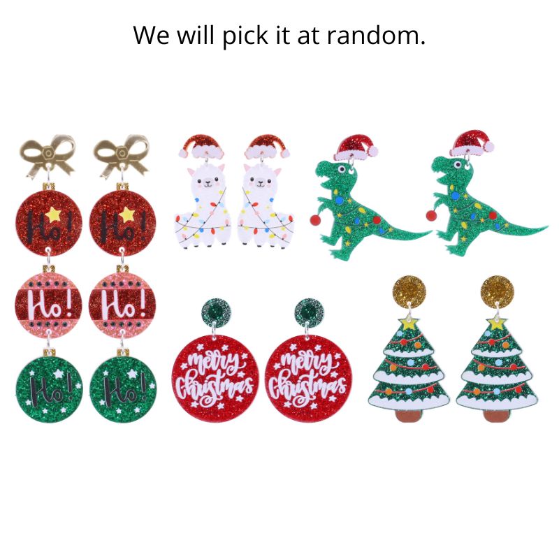 Christmas Acrylic Glitter Earrings Asst
