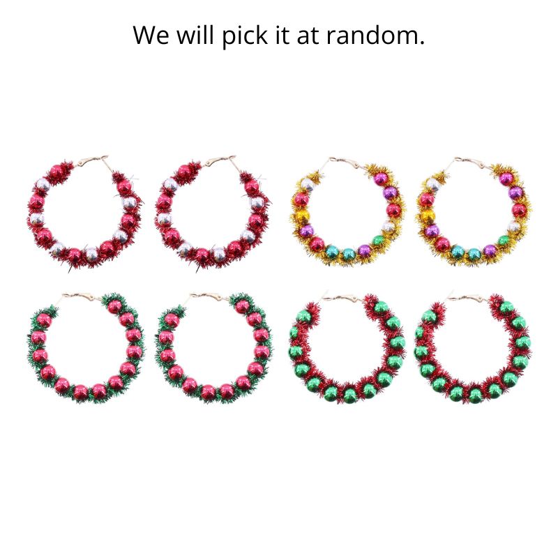 Tinsel Hoop Beaded Earrings Asst