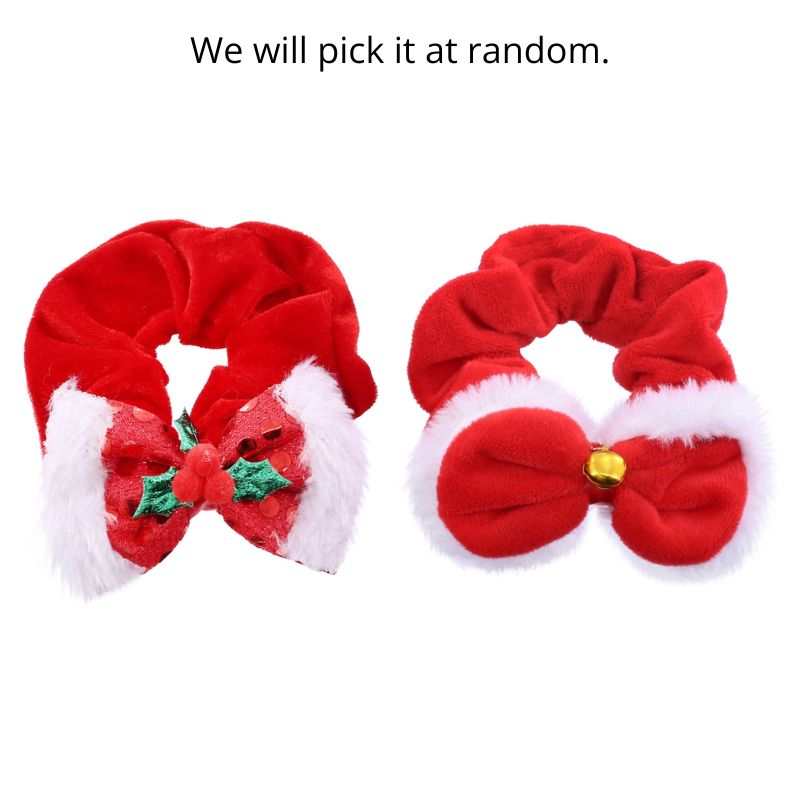 Hair Scrunchie Red Bow Decos Asst