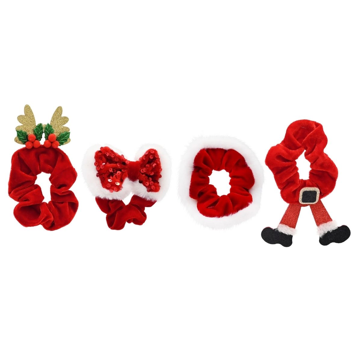 Christmas Hair Scrunchie Red Assorted