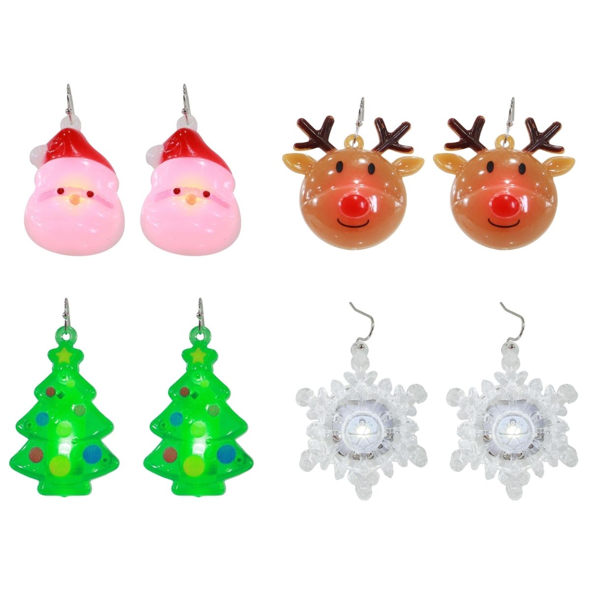 Light Up Flashing Christmas Earrings Assorted