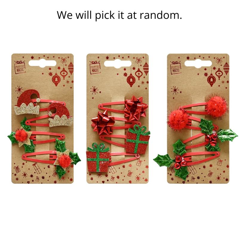 Hair Clip Red-Green Deco 4pk Asst