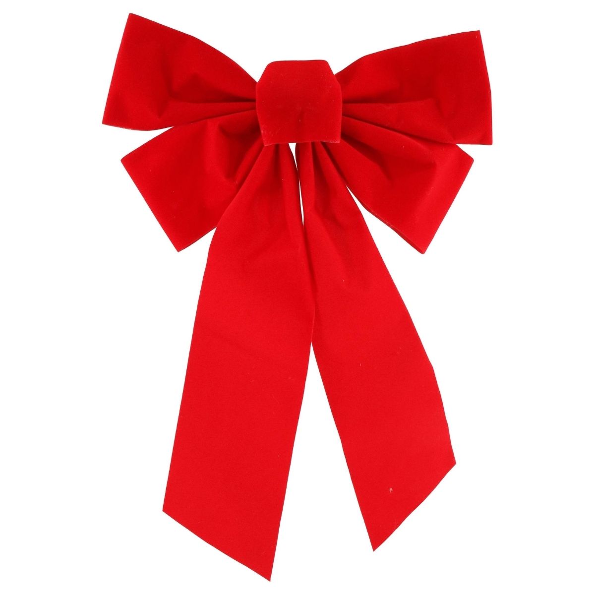 Flocked Red Christmas Double Bow - 26x2.5x41cm