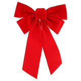 Flocked Red Christmas Double Bow - 26x2.5x41cm