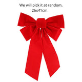 Flocked Red Christmas Double Bow - 26x2.5x41cm
