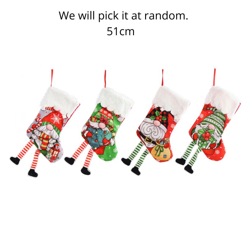 Stocking Candy Legs Gnome 51cm Asst