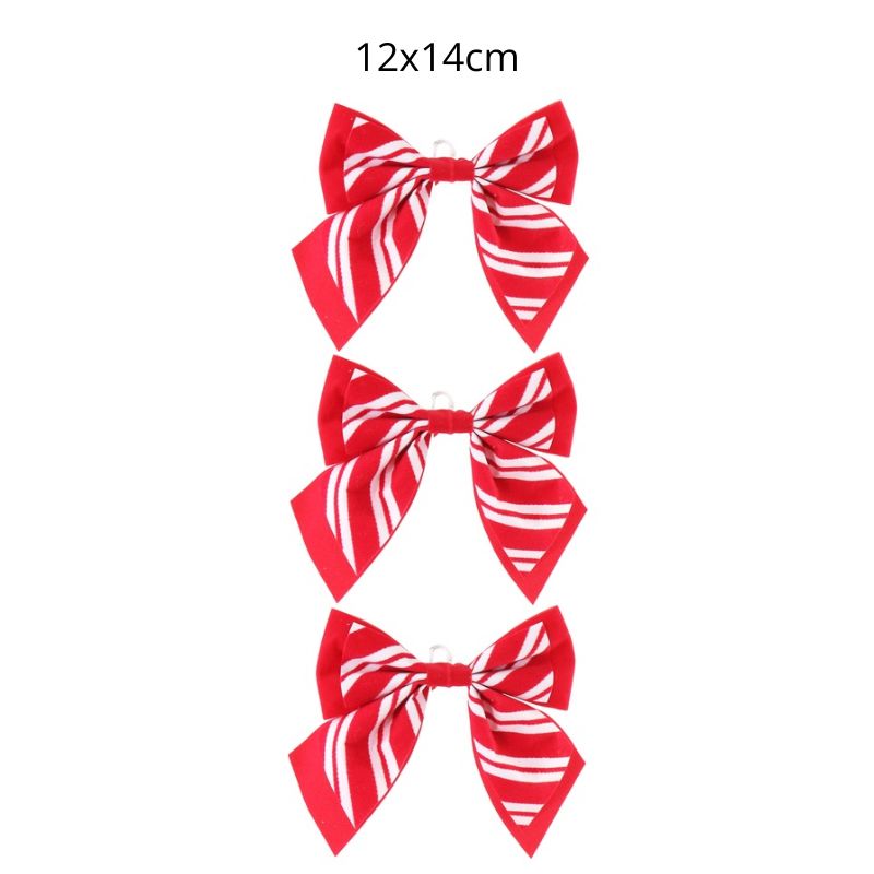 Bow Flocked Candy Stripe 3pk