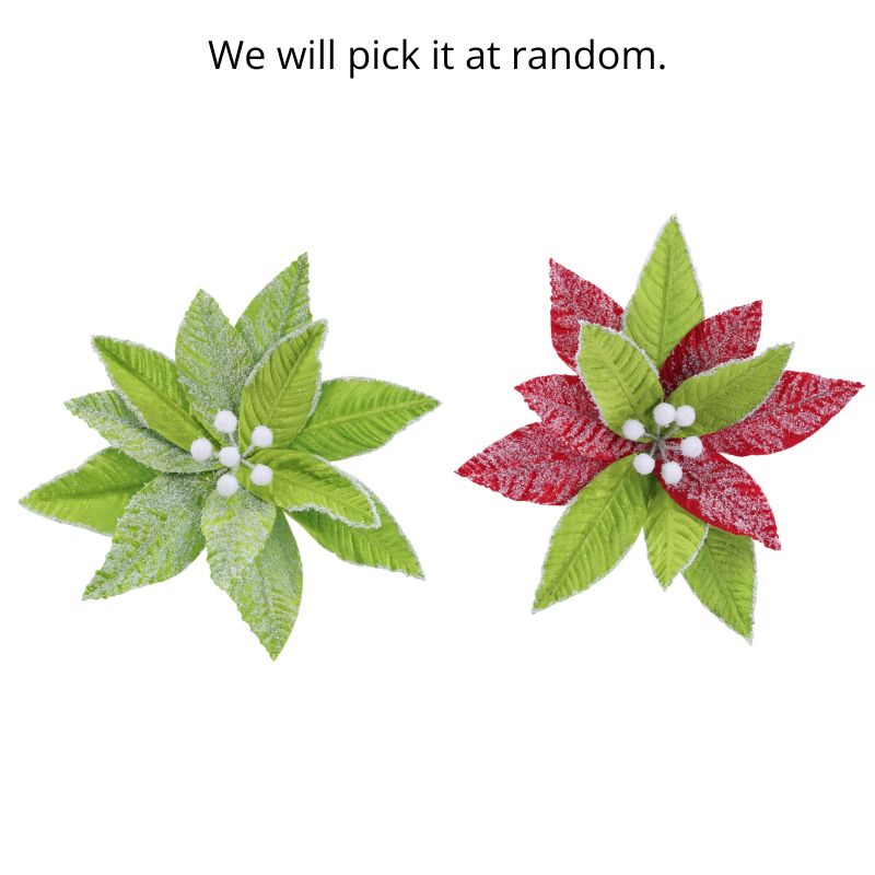 Mean Green Snowy Poinsettia Clip Asst