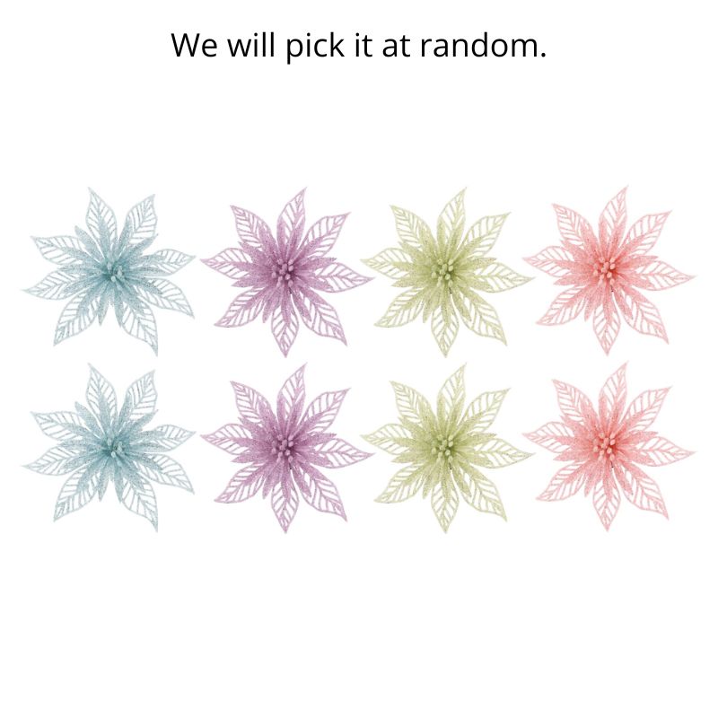 Pastel Glitter Poinsettia Clip 2pk Asst