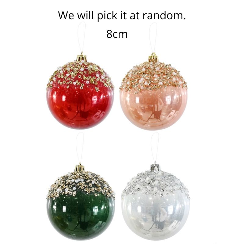 Glossy Sequin Bauble 8cm Asst