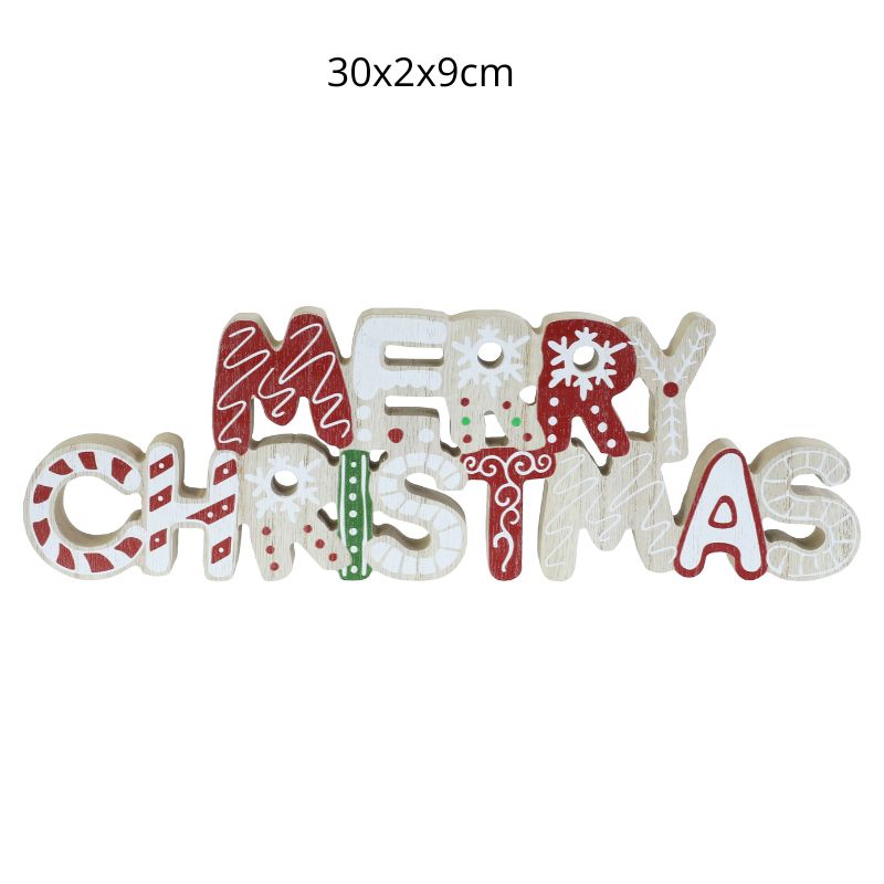 DECORATED CHRISTMAS TABLE BLOCK-30x2x9cm