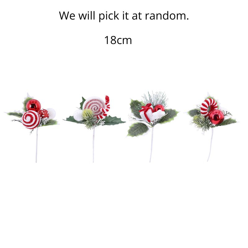 Candycane Leaf Deco Pick 18cm