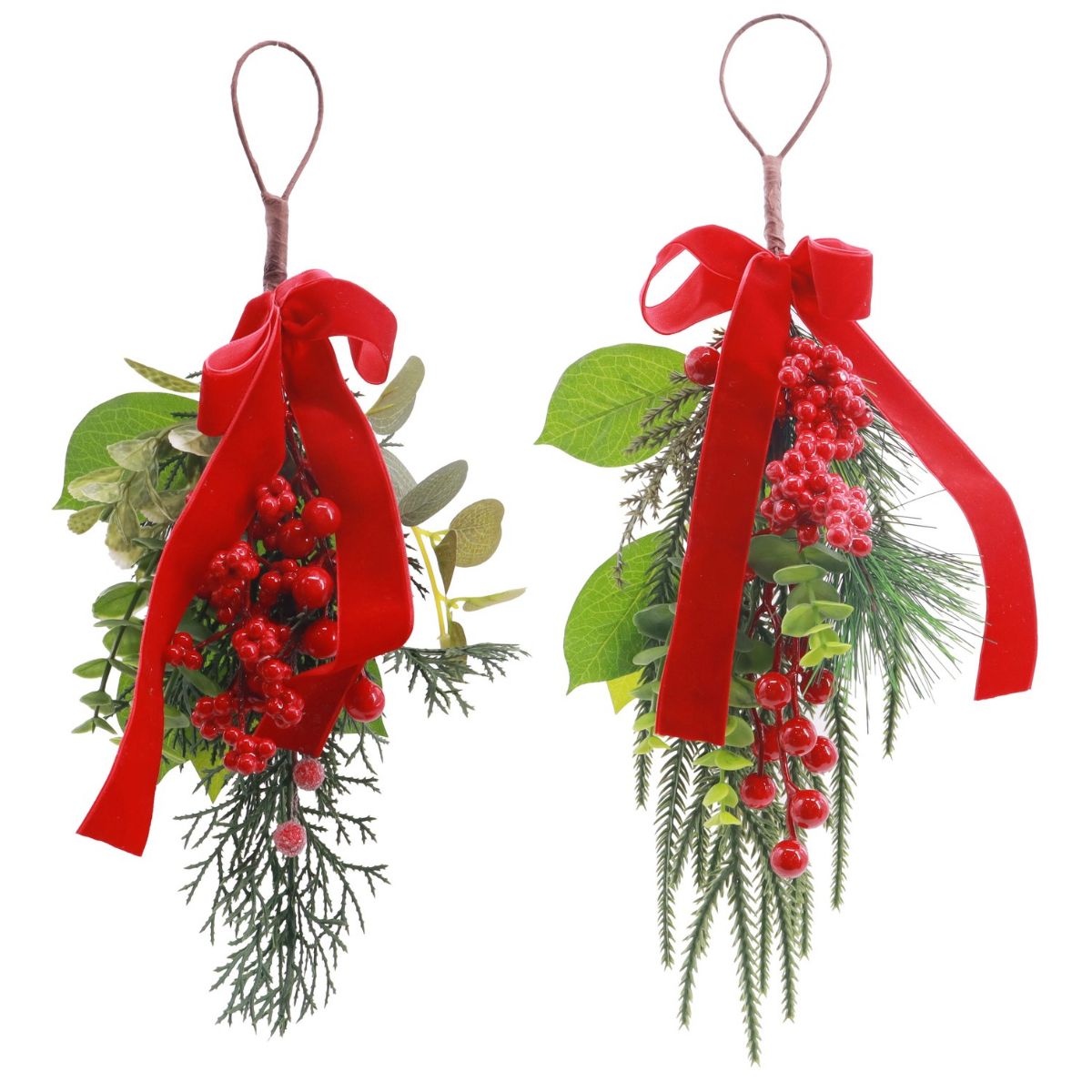 Foliage Berry Hanger with Bow Assorted