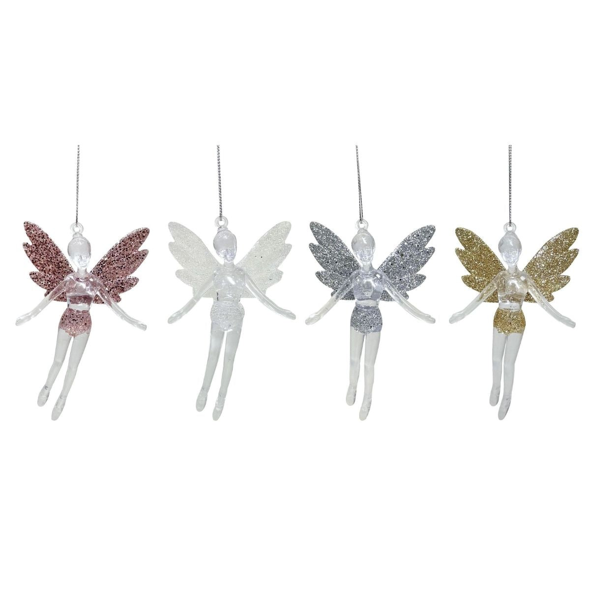 Hanging Fairy Glitter Wings Decoration Assorted - 14cm