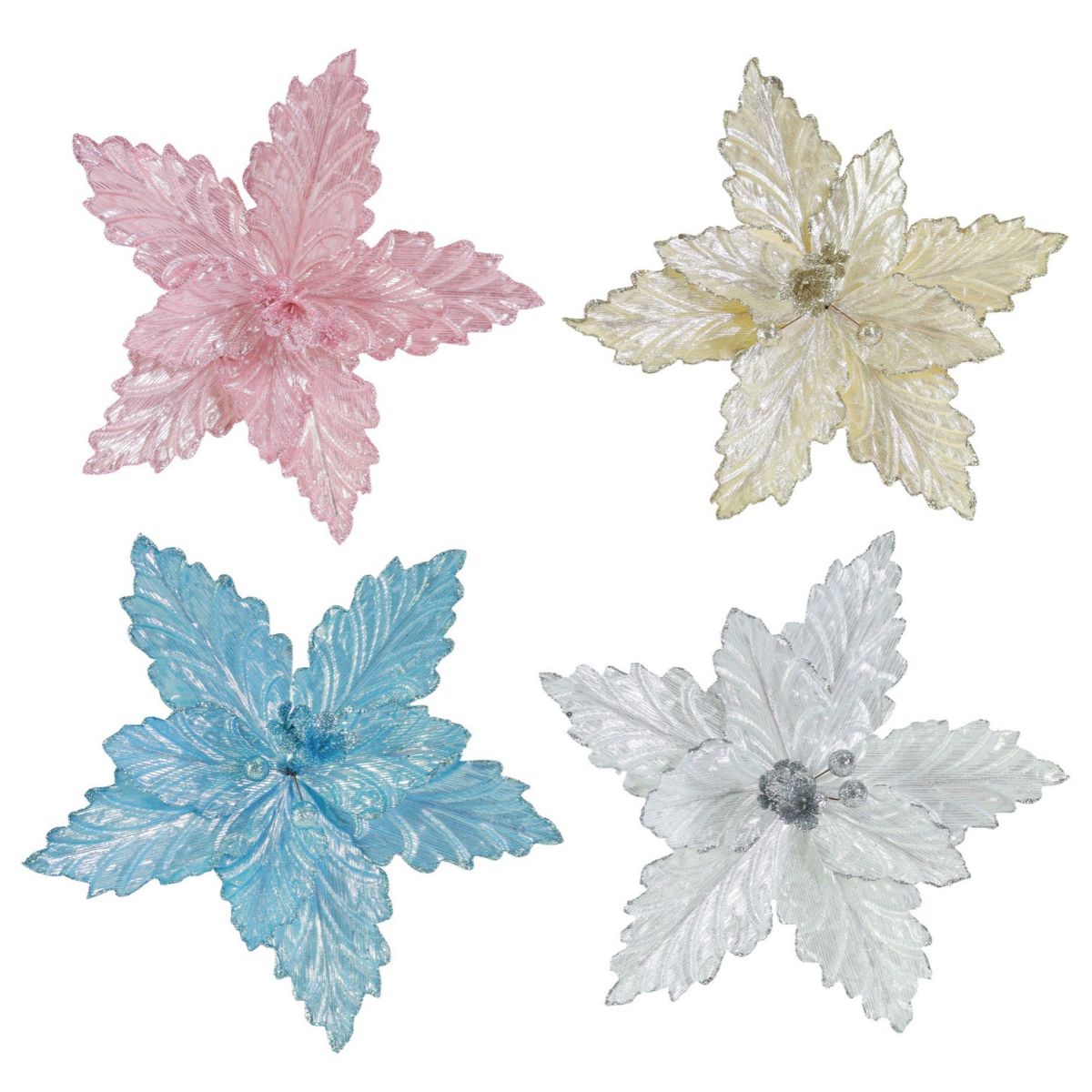 Shimmer Poinsettia Clip Assorted