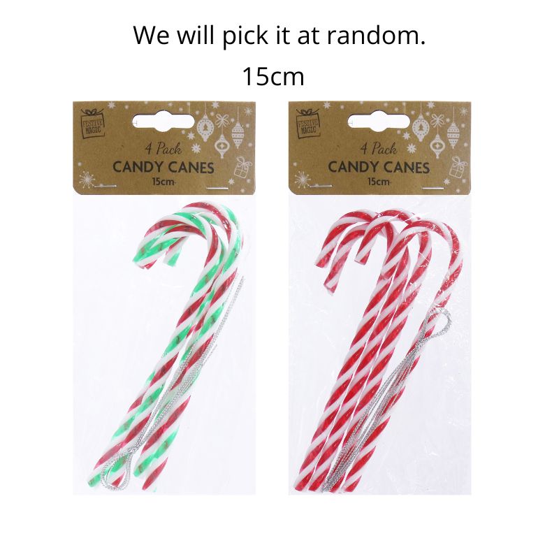 Deco Candy Canes 4pk 15cm Asst