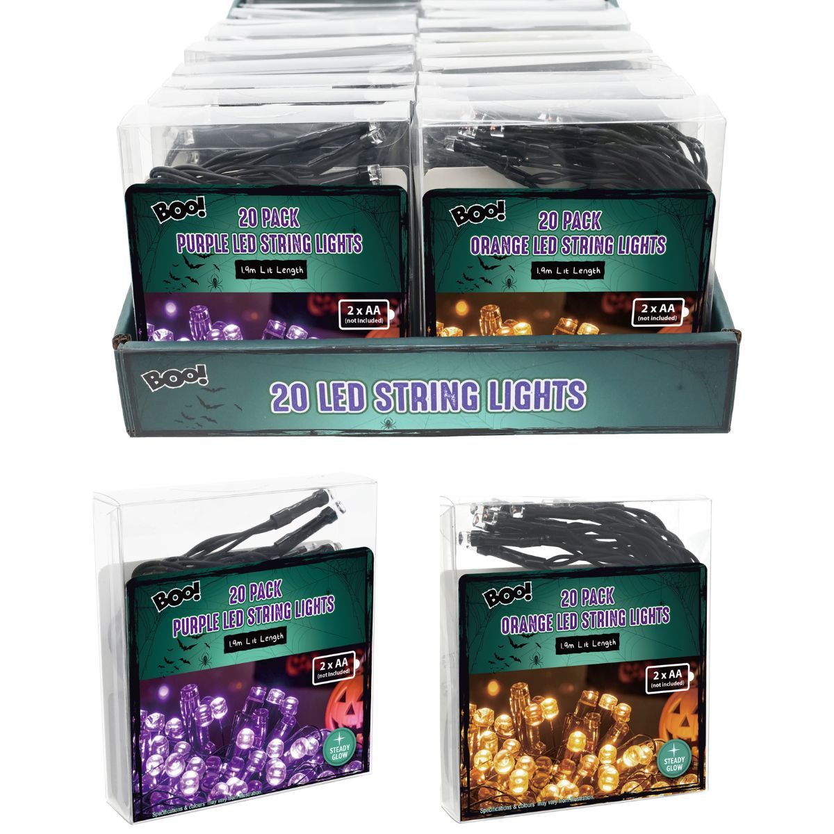 Haunted Glow String Lights 30cm Asst