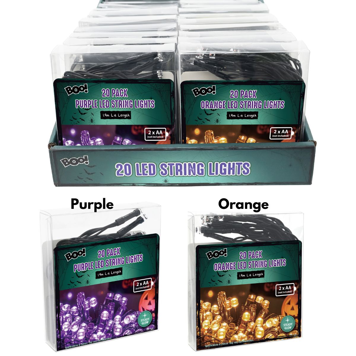 Haunted Glow String Lights 30cm Asst