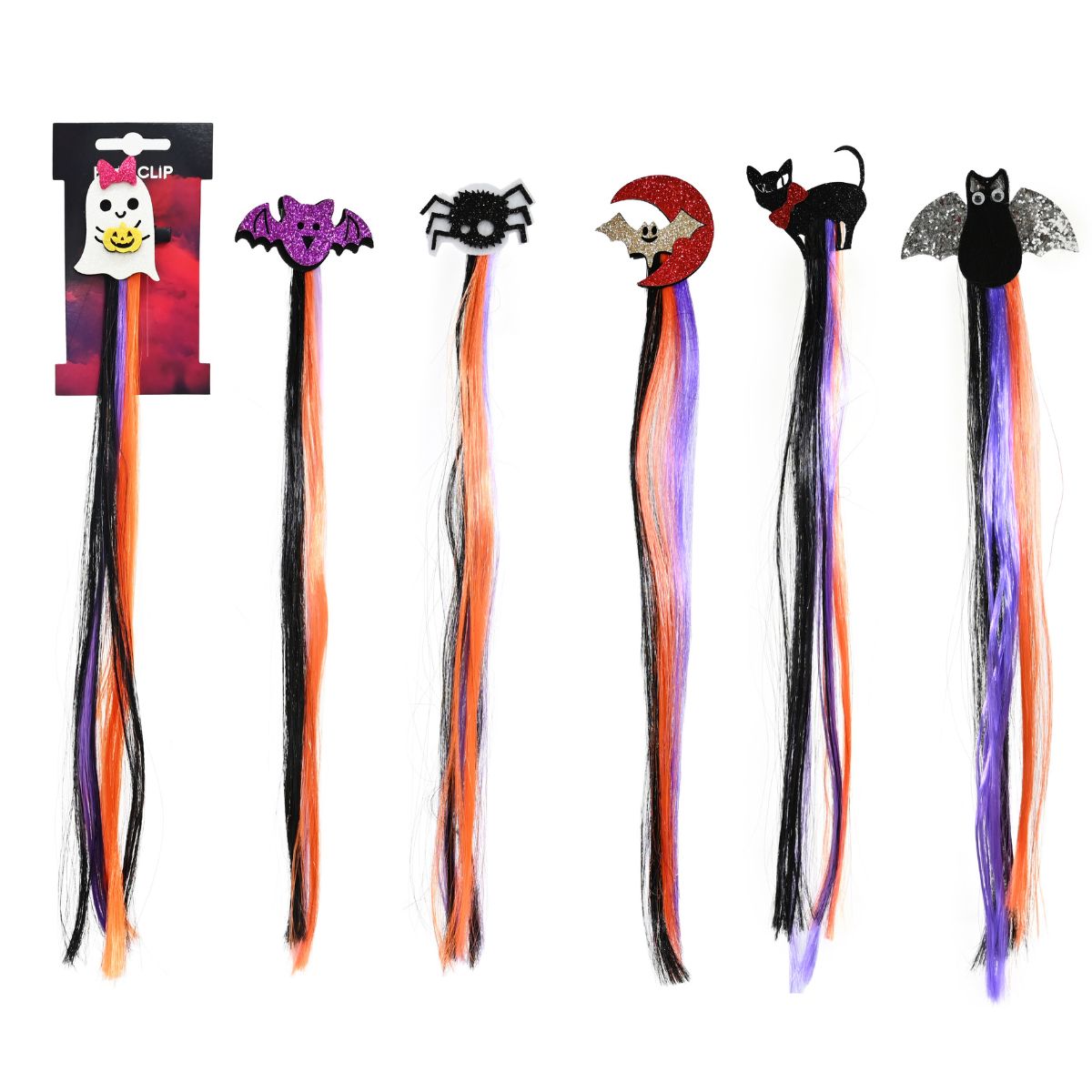 Glitter Hair Clip with Coloured Hair Piece Asst