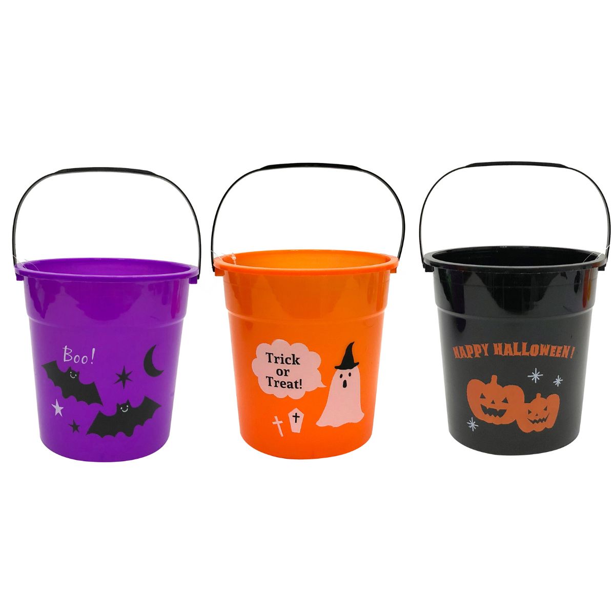 Trick Or Treat Bucket With Handle 15cm Asst