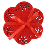 Christmas Bow Felt Coasters 4 Pack - 10x10cm