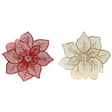 Metallic Poinsettia Christmas Placemat Assorted - 45cm