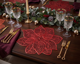 Metallic Poinsettia Christmas Placemat Assorted - 45cm