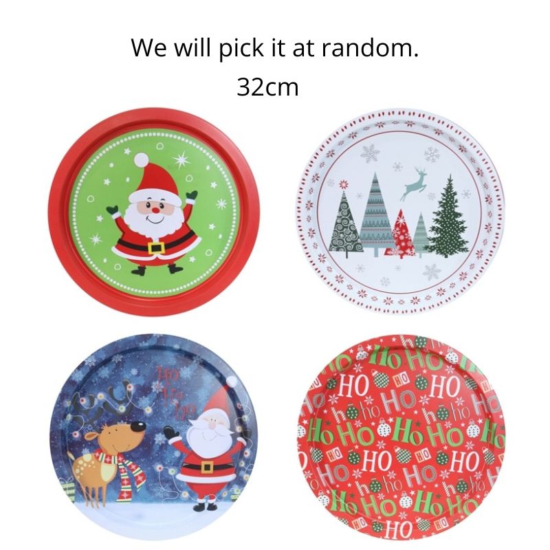 Christmas Metal Serving Tray 32cm Asst