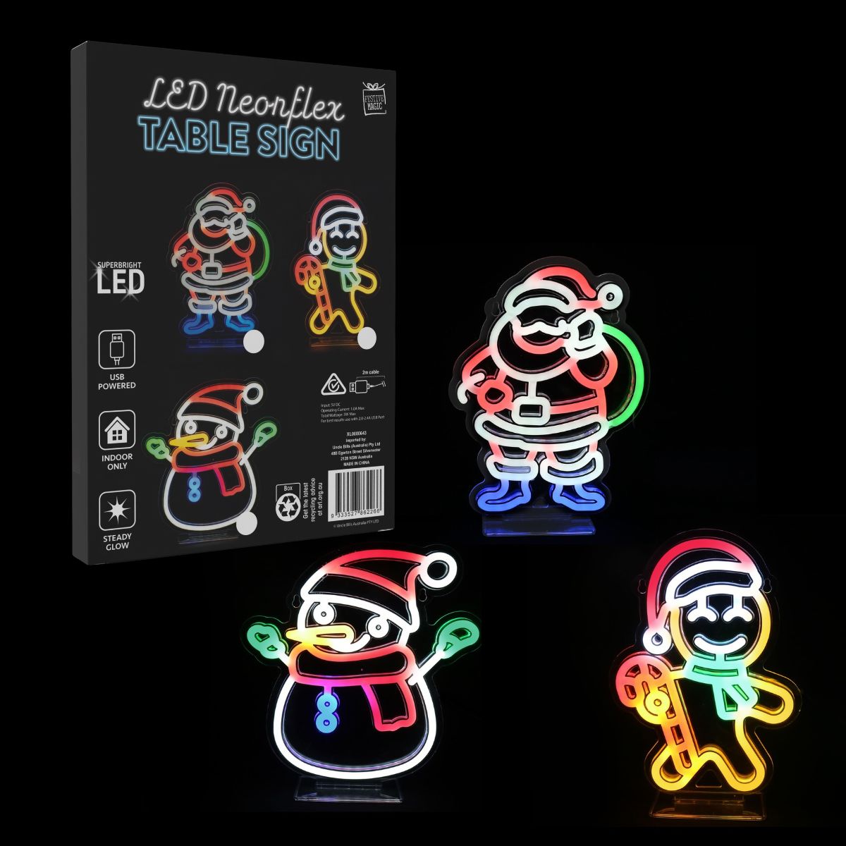 USB Neonflex Christmas Table Character Light Assorted - 27cm