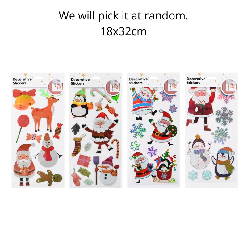 Christmas Shiny Metallic Window Stickers Asst