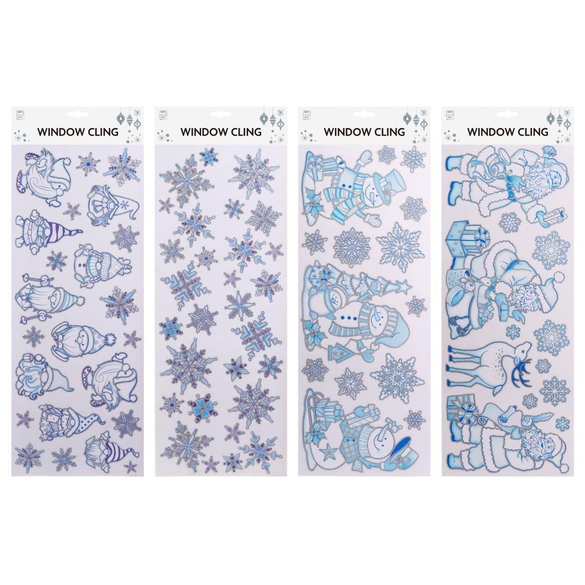Silver Glittery Window Clings Long Assorted