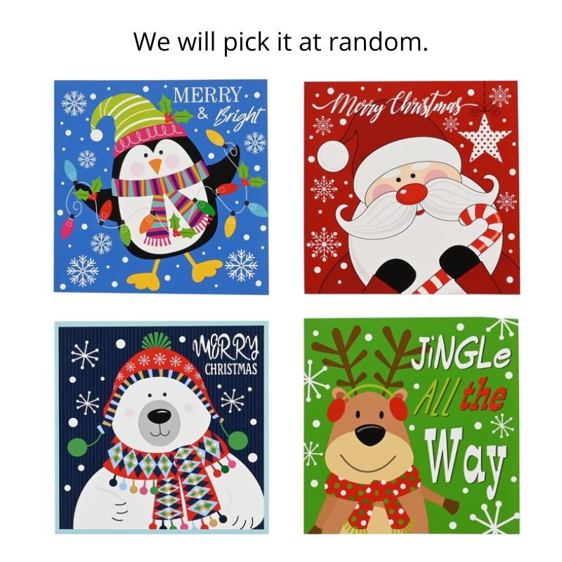 Cards Square Christmas Characters 8pk