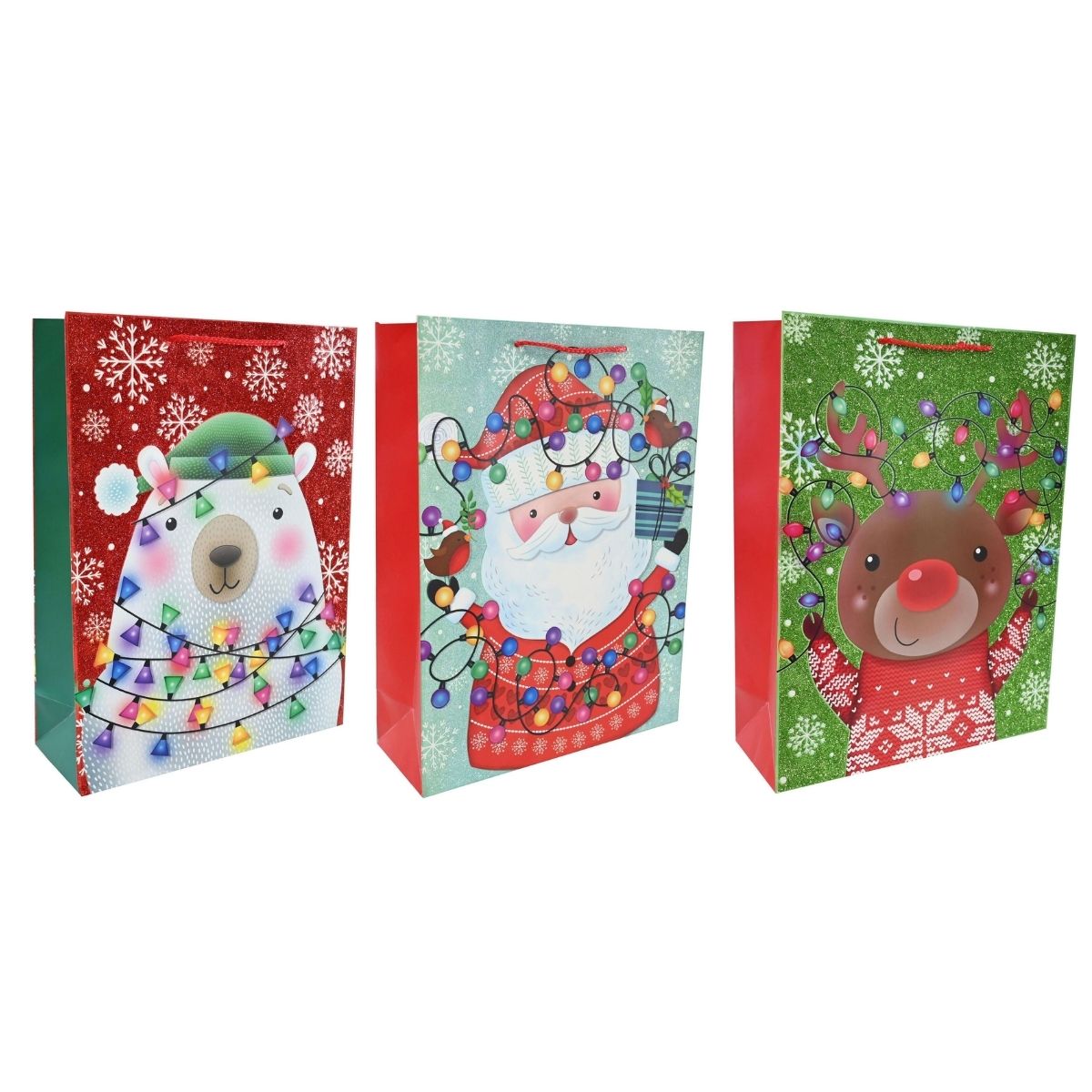 Extra Large Character Glitter Christmas Gift Bag Assorted - 31x12x42cm