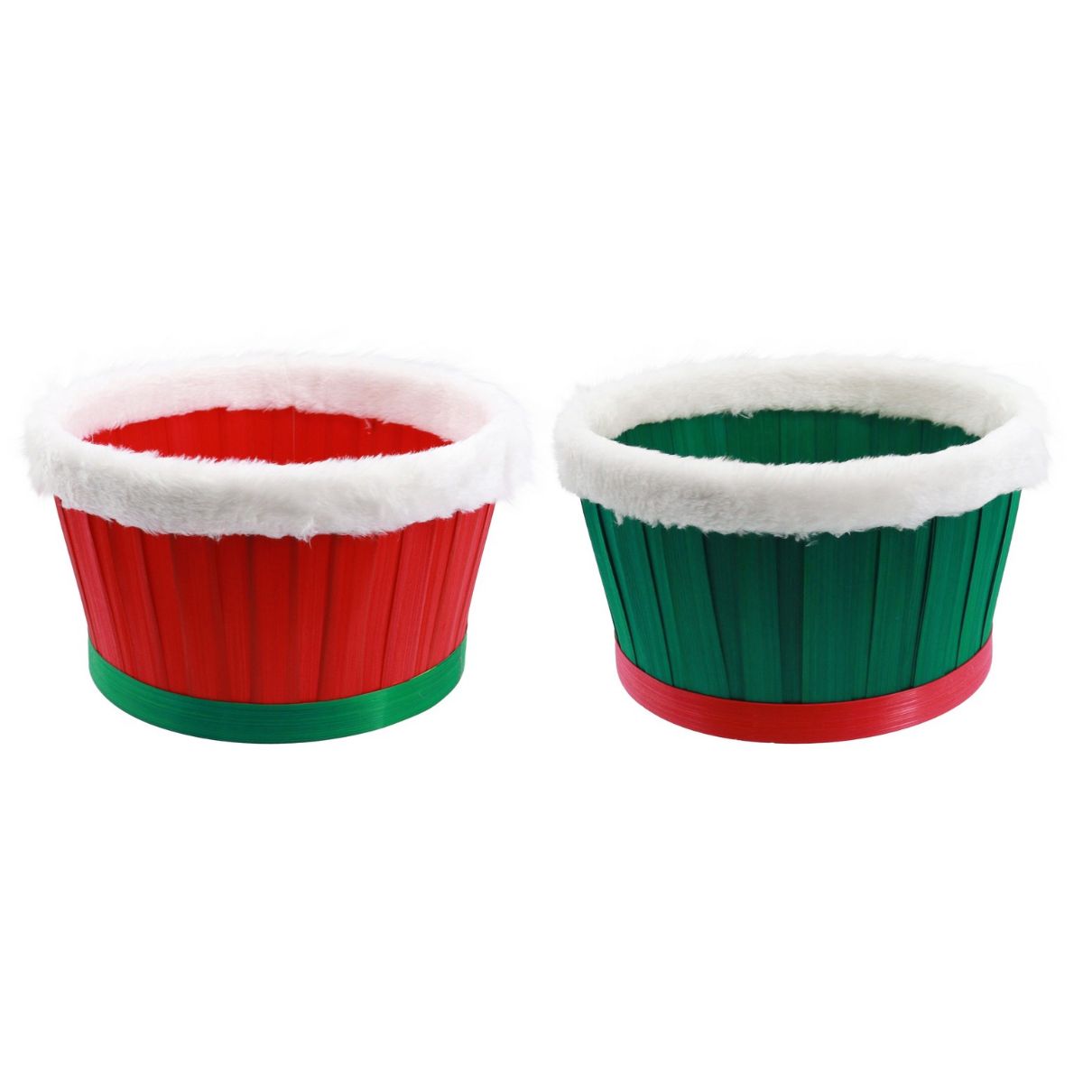Christmas Bucket Plush Trim Assorted