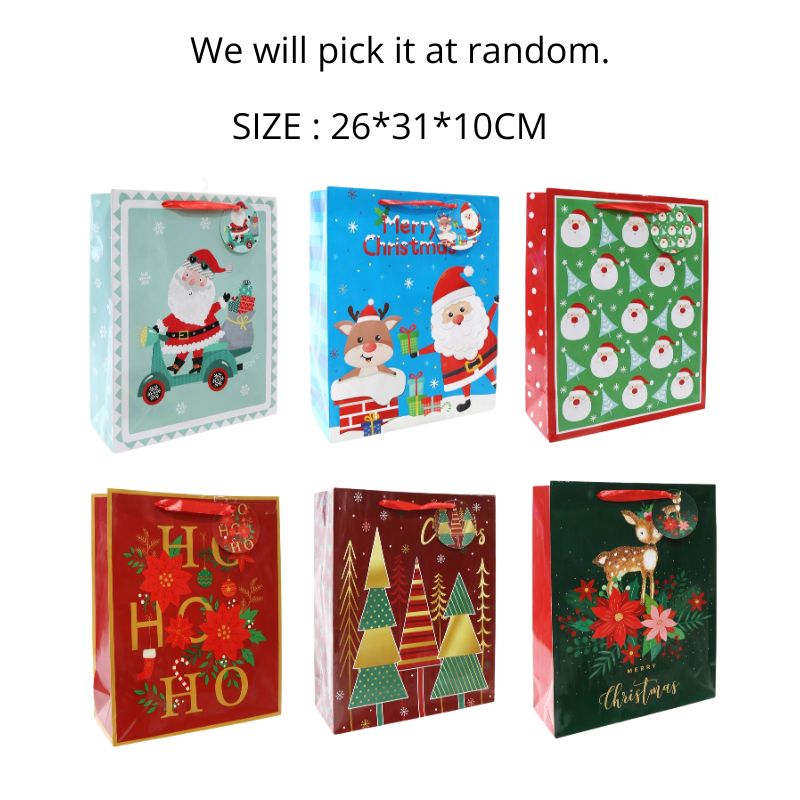 Giftbag Xmas Printed Lge Mega Mix Asst