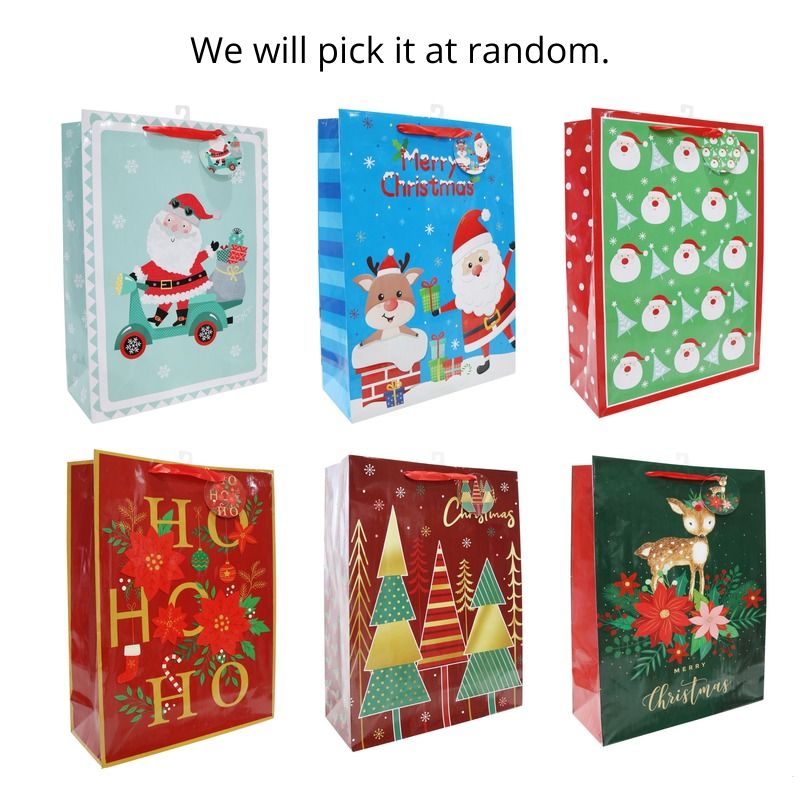 Giftbag Xmas Printed Xlge Mega Mix Asst