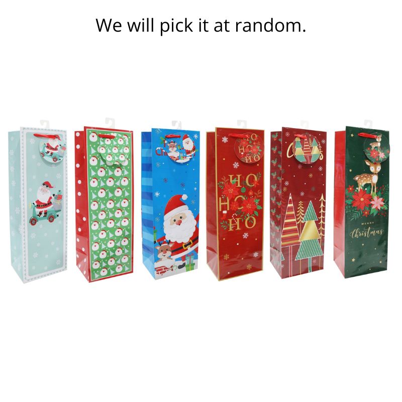 Giftbag Xmas Printed Bottle Mega Mix Asst