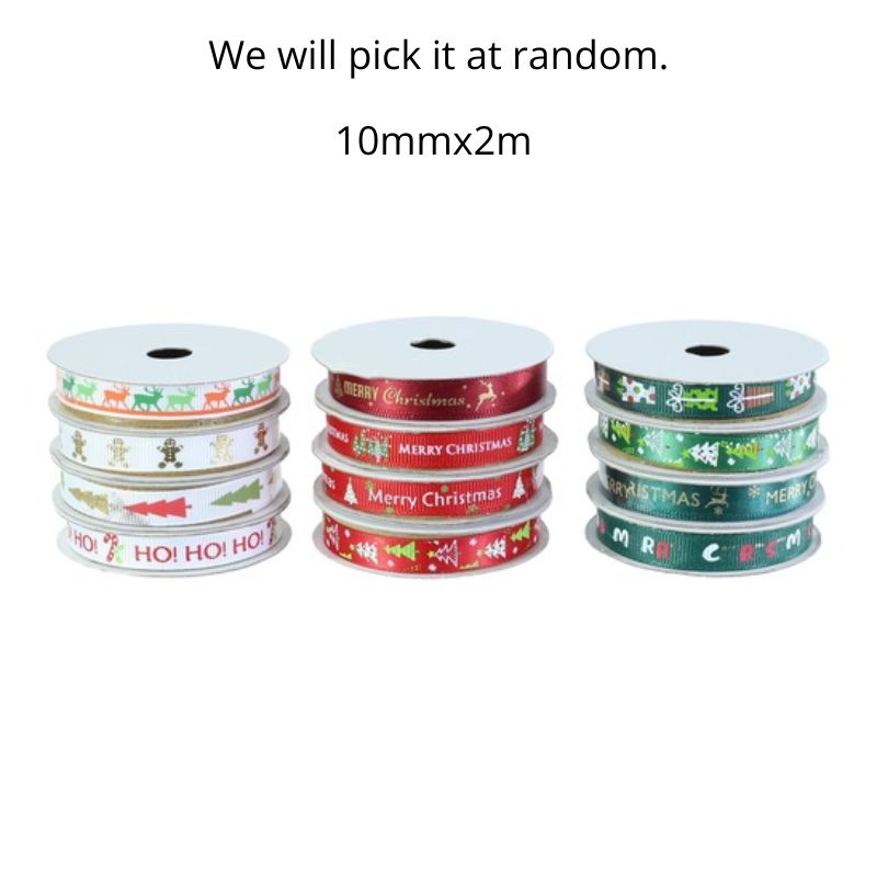 Christmas Ribbon 10mmx2m Asst