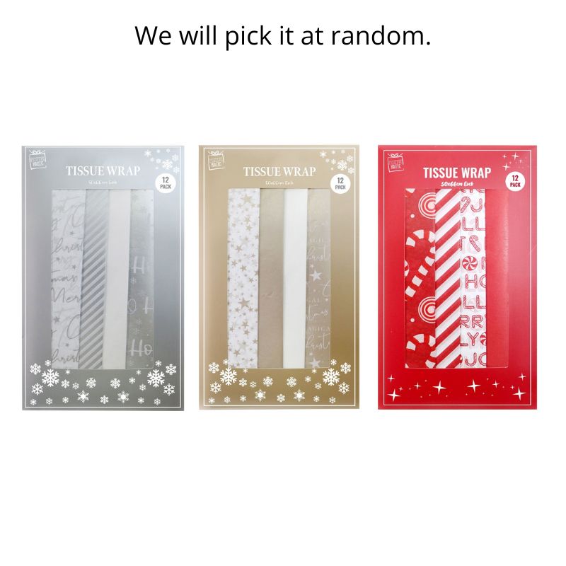 Tissue Paper 50x75cm 12pk PRT Asst