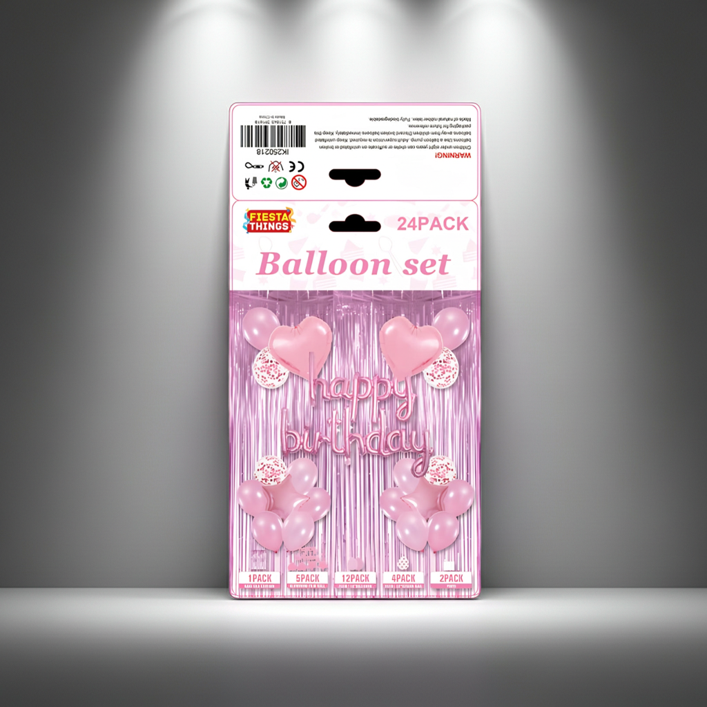 Pink Birthday Balloon Set – Girls Party Decorations