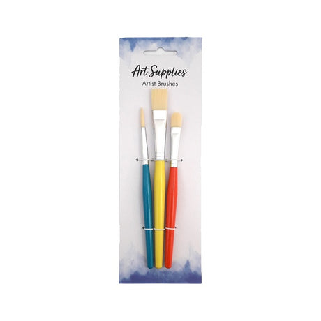 Artist Paint Brushes Flat+Point 3pc image 0