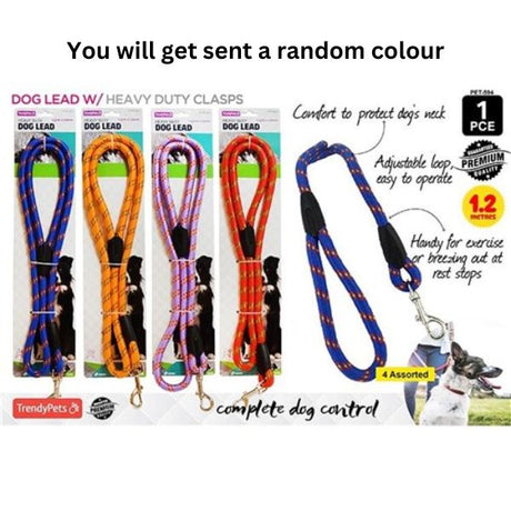 1pce Rope Dog Lead-1.5x120cm-4 Asst Col image 0