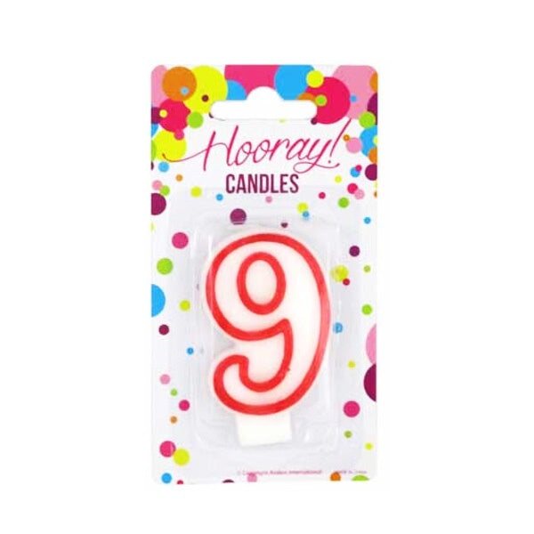 Candle Number 9 Red/White 7.5cm BC image 0