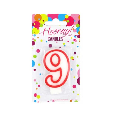 Candle Number 9 Red/White 7.5cm BC image 0