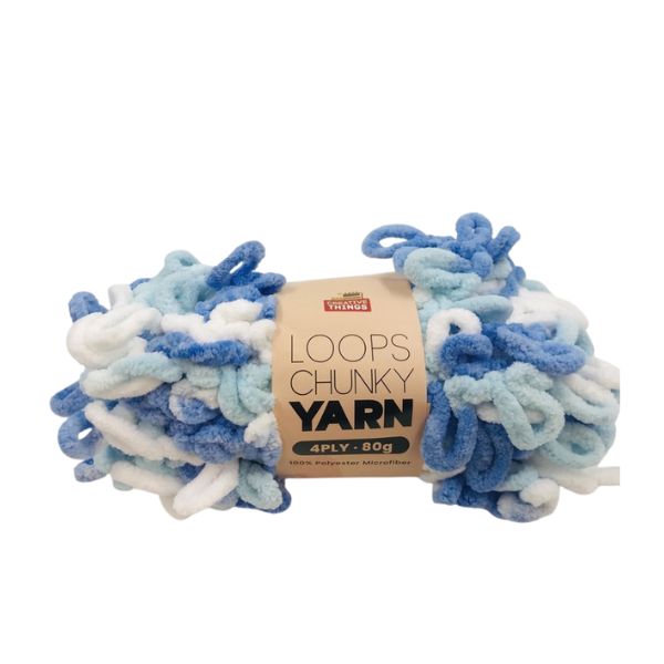 Chunky Loop Yarn - 80G(LUE, LIGHT BLUE, WHITE) image 0