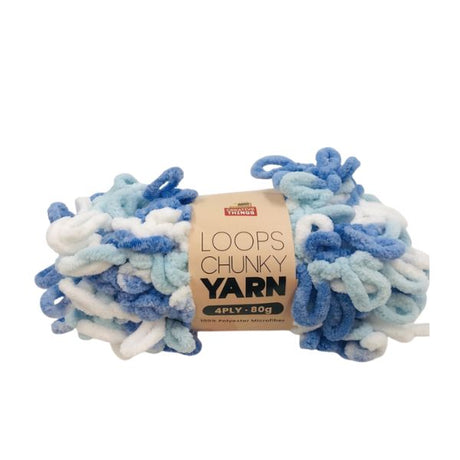 Chunky Loop Yarn - 80G(LUE, LIGHT BLUE, WHITE) image 0