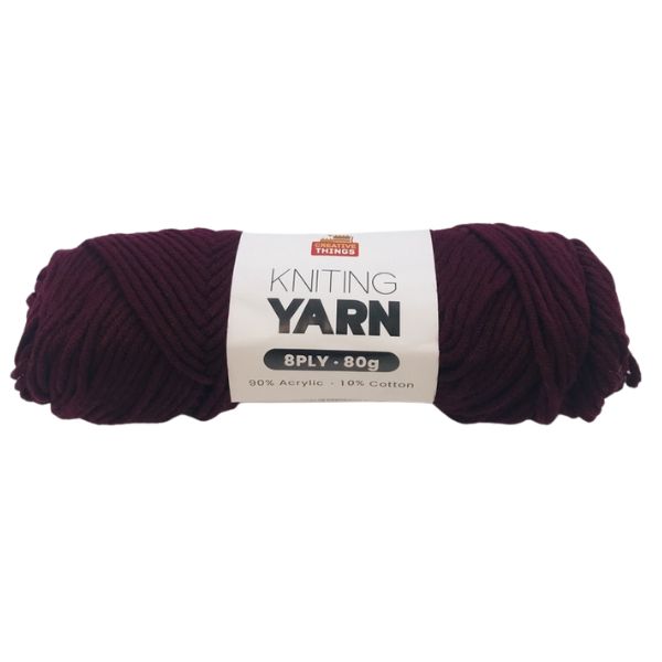 8PLY KNITTING YARN - 80G(DARK GREY MAGENTA) image 0