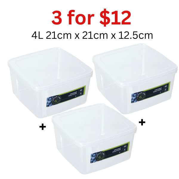 [3 for $12] KEEP FRESH STACKABLE FOOD STORER 4L image 0